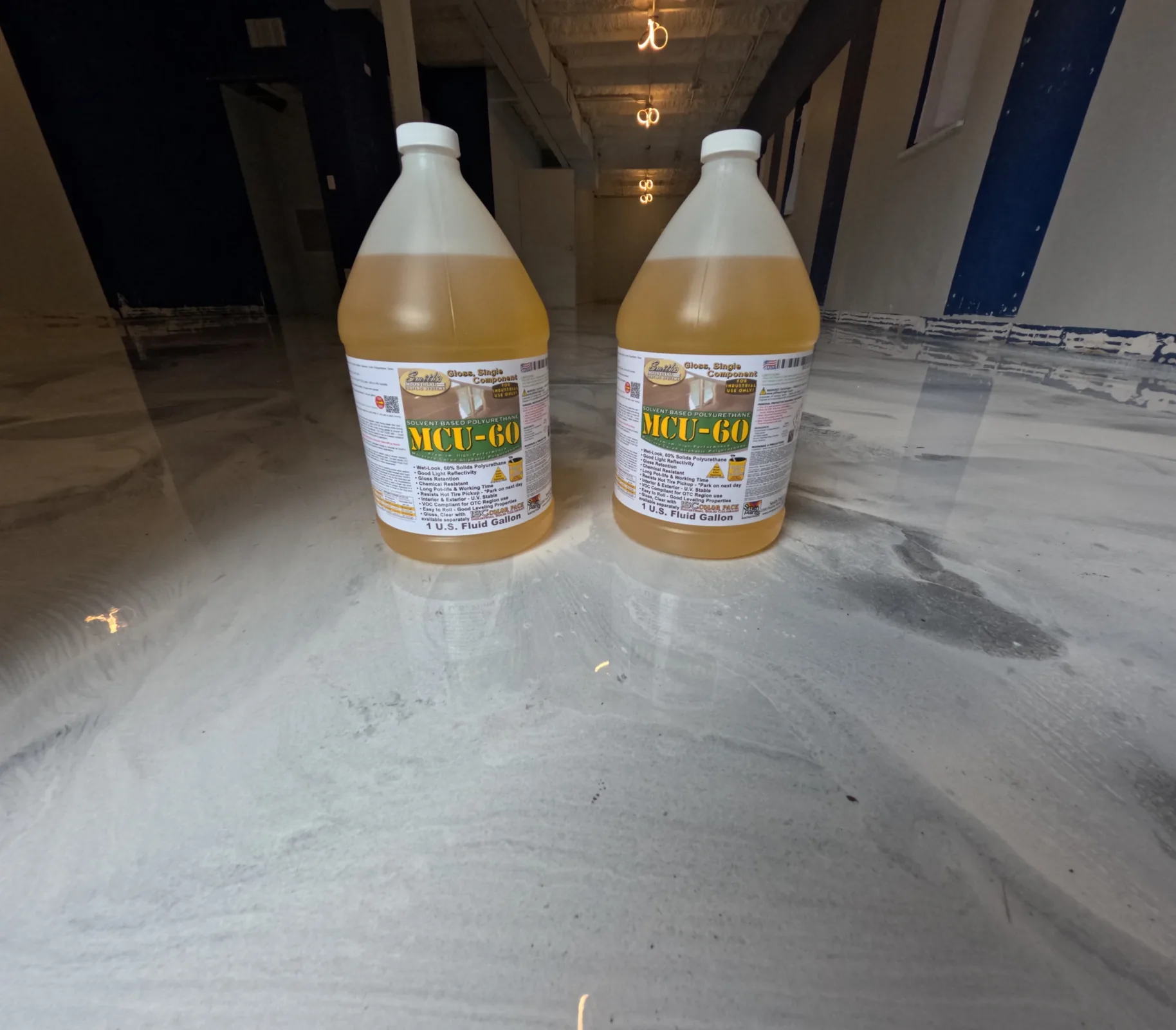 Process — Smith’s MCU-60 polyurethane topcoat used to seal and protect the floor
