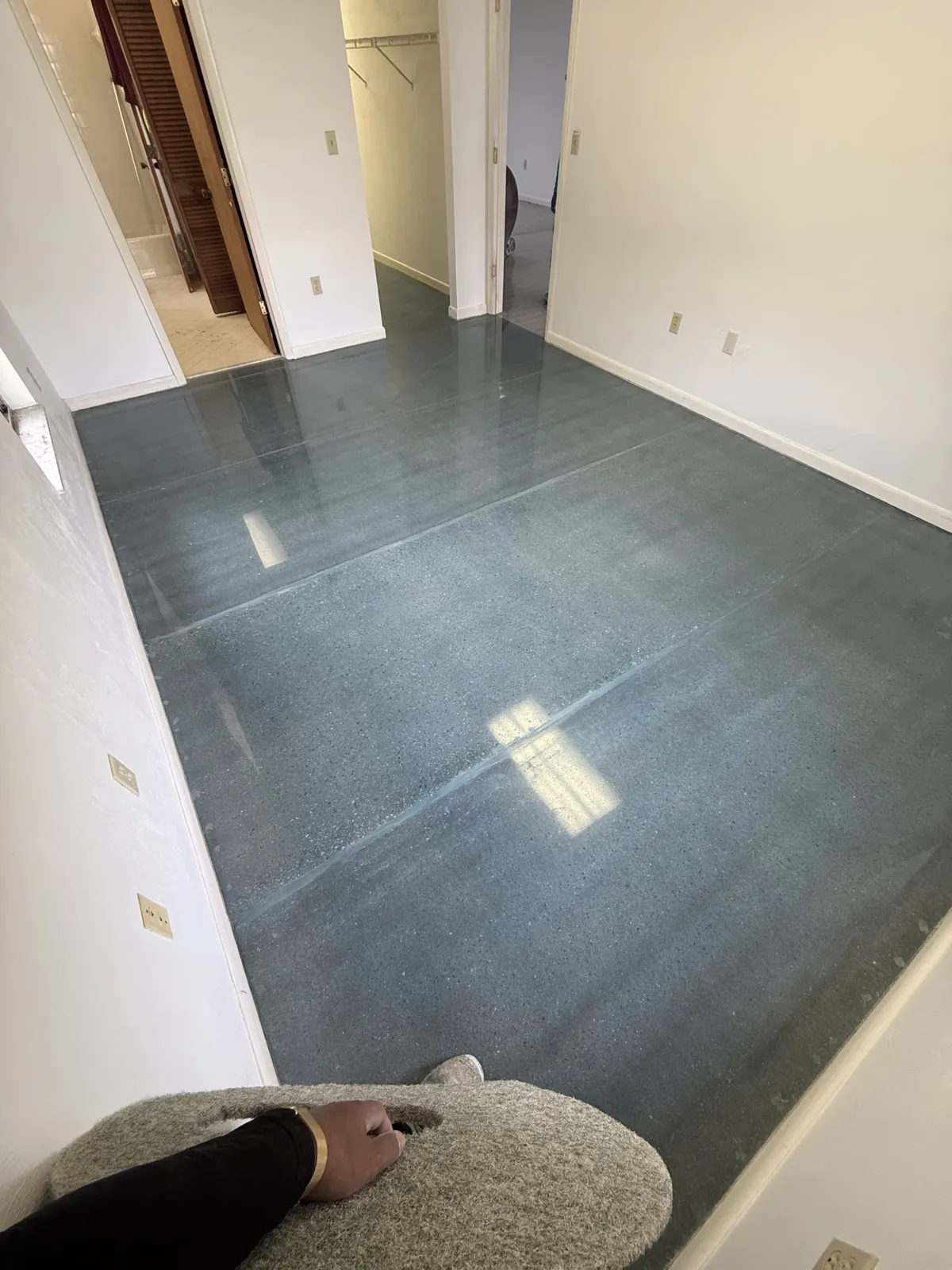 After — Colored polished concrete in office area