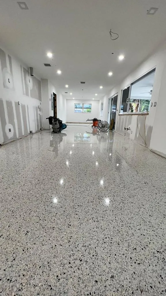 White Terrazzo-Look Polished Floor