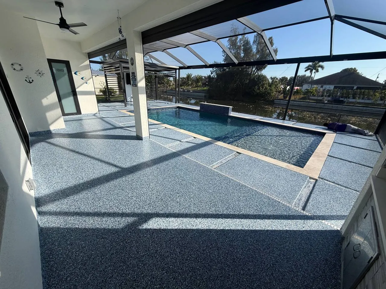 Pool deck Tropical Breeze coating Naples FL - screened lanai resurfacing