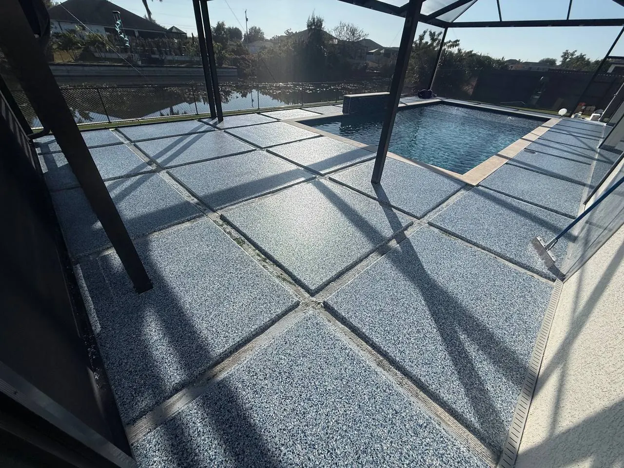 Full pool deck resurfacing Bonita Springs FL - complete area coverage