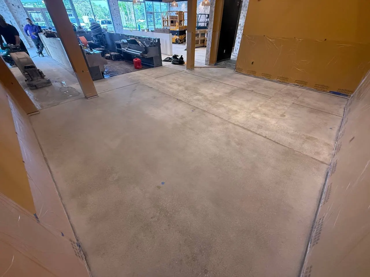 Vestibule Concrete Prep with Wall Protection