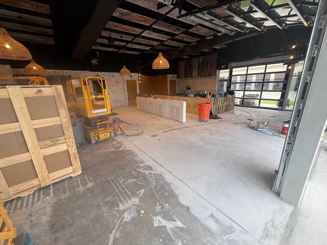 Restaurant Dining Area Wide - Pre-Stain Polished Concrete