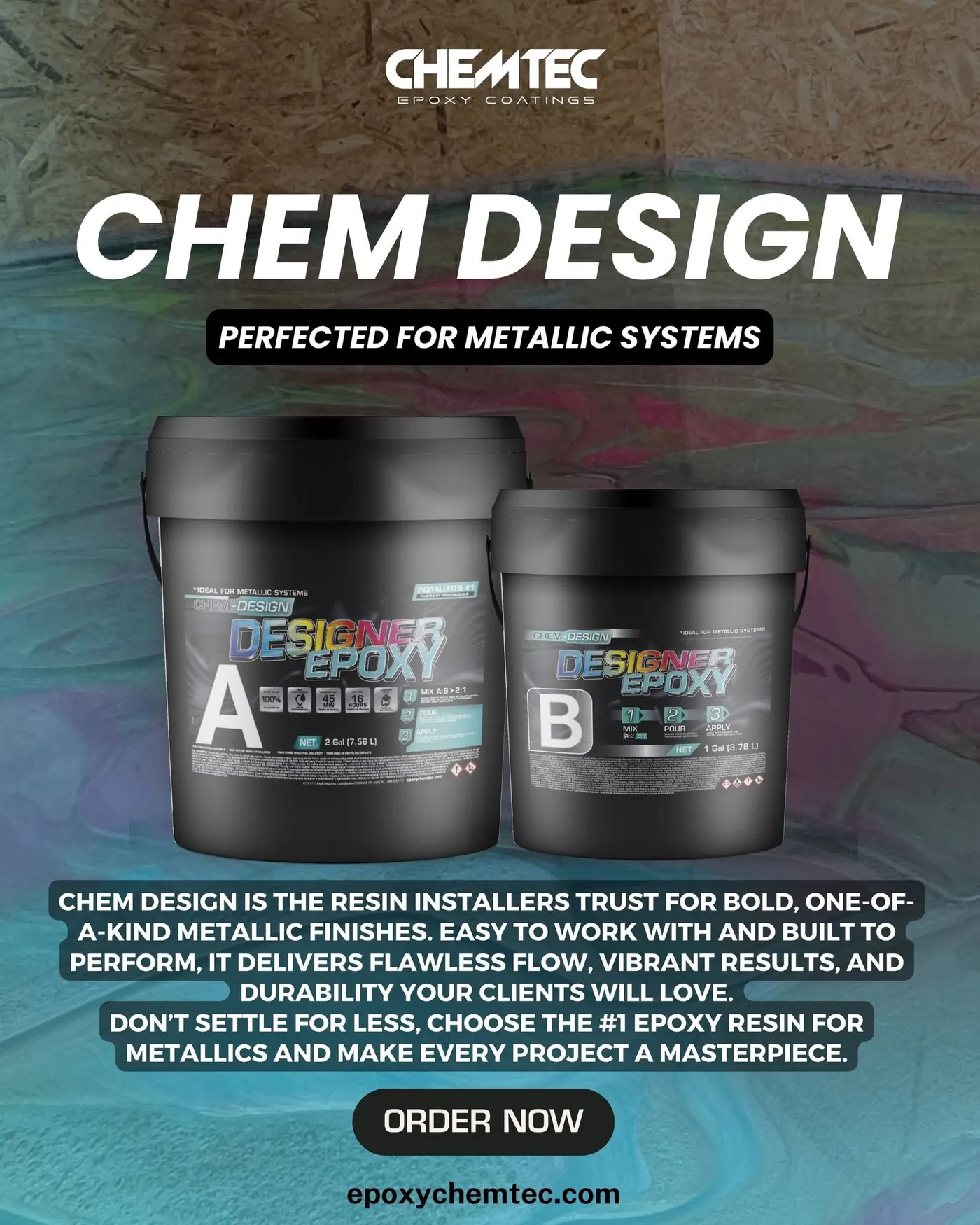 Chemtec CHEM DESIGN metallic epoxy system Naples FL - premium designer flooring product