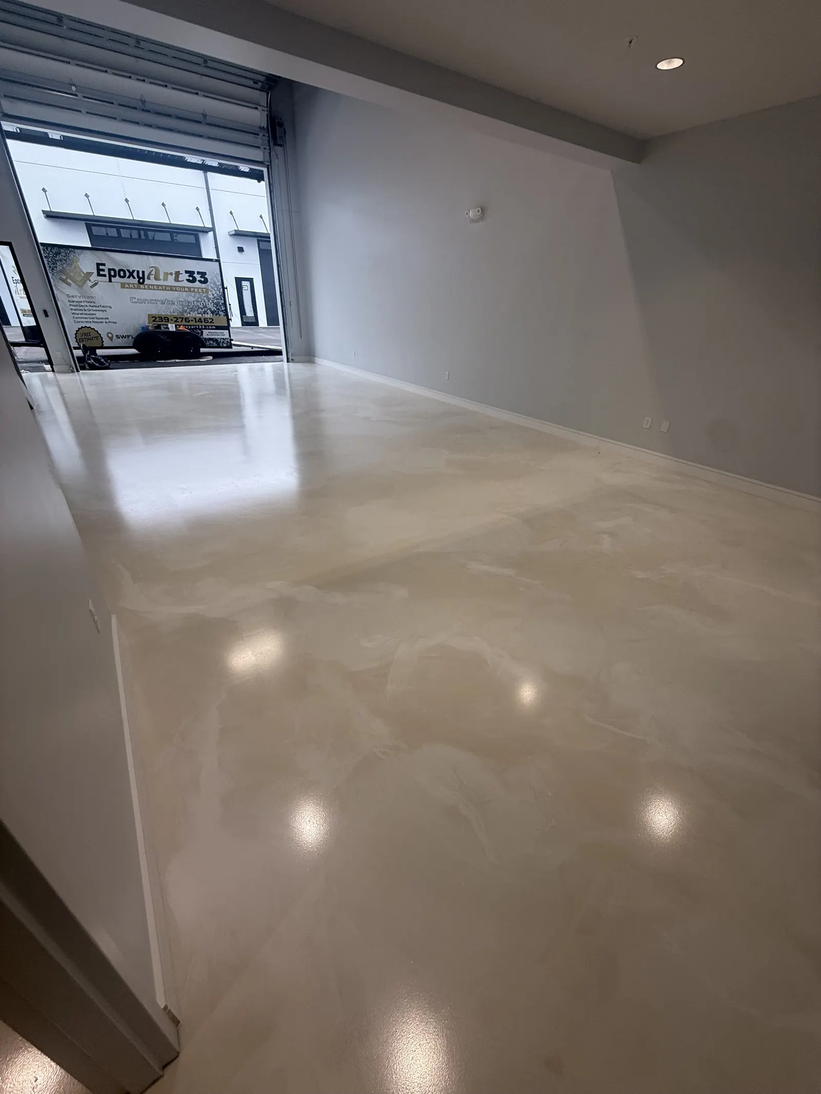 Pearl White Metallic Epoxy Complete Installation Naples FL