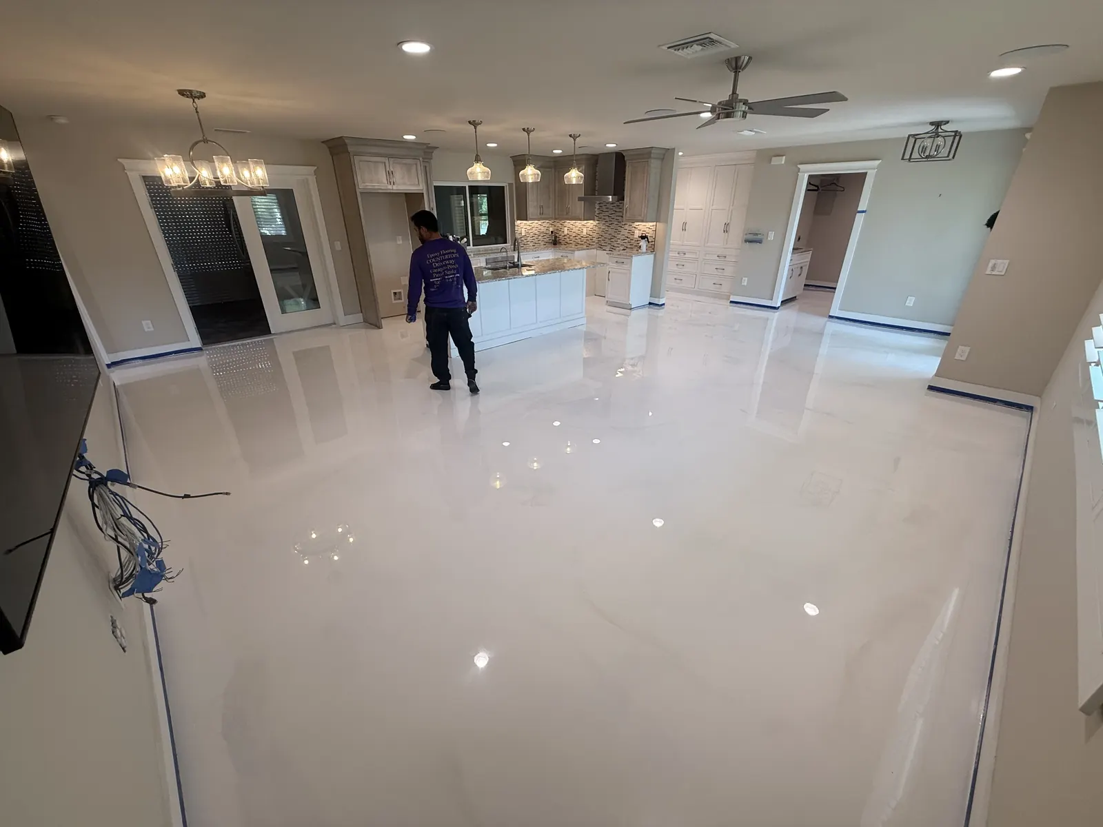 White Metallic Epoxy Kitchen View - Naples FL