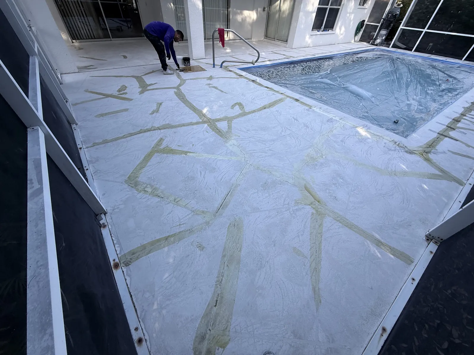Pool deck crack repair with epoxy filler Naples FL